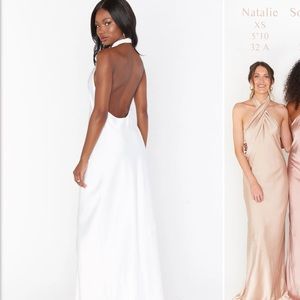 MuMu Ivory halter top silk dress